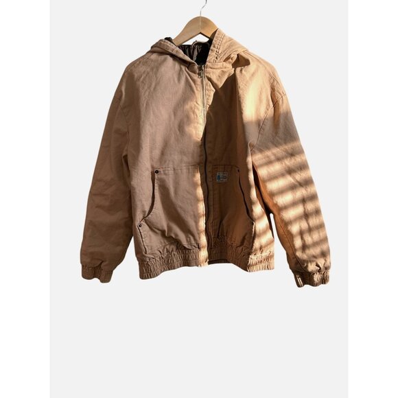 NWT Women's Medium Hooded Canvas Oversized Bomber Jacket w/ Front Pockets, MSRP - Picture 1 of 8